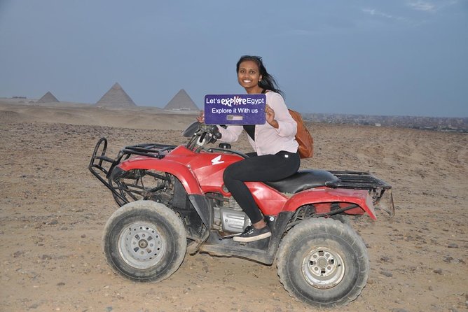 All inclusive Tour Giza Pyramids Sphinx Quadbike Camels Lunch - Seeing the three pyramids at Giza