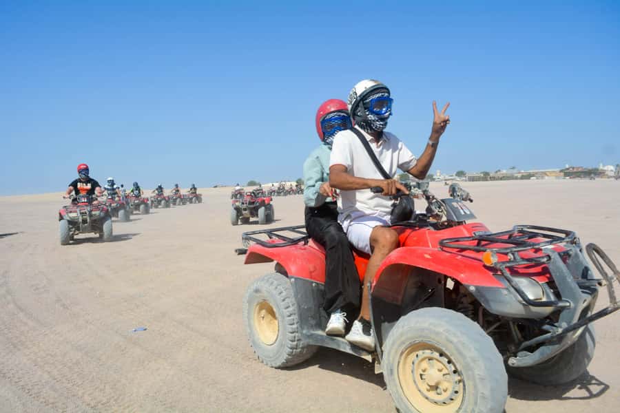 Desert Sunset Quad Bike ATV for 50Km, Oriental Show, Dinner, - From Hurghada hotel to the desert station