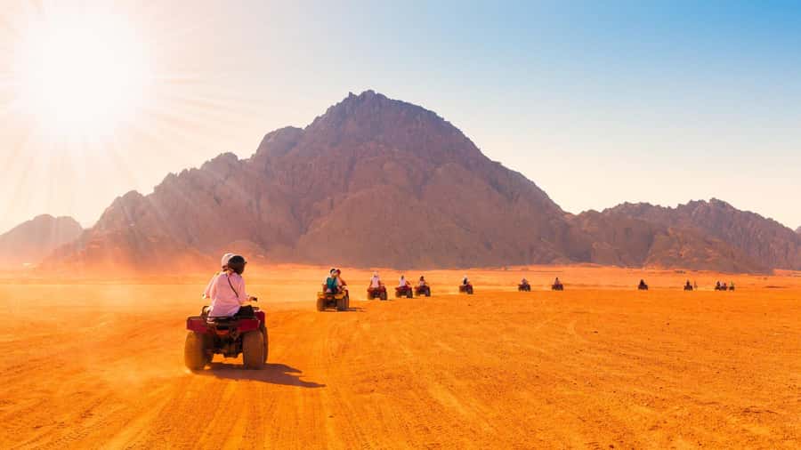 Desert Sunset Quad Bike ATV for 50Km, Oriental Show, Dinner, - The first 25 kilometers across rugged desert