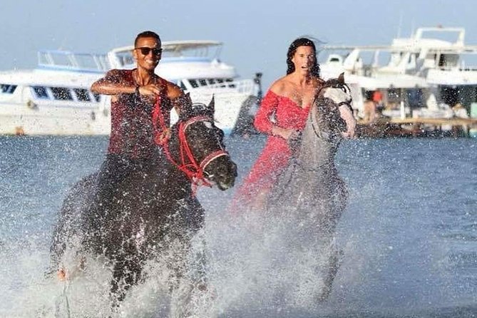 Horse Riding Tour 2 Hours on Sea And Desert & Transfer -Hurghada - Riding into the Red Sea