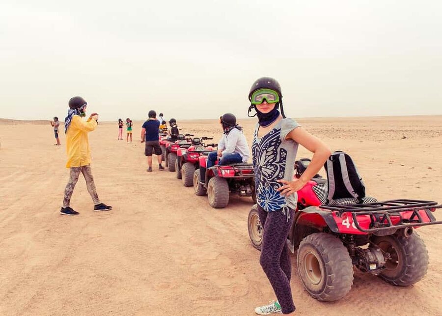 Hurghada: Desert Quad Bike and Buggy Adventure with Transfer - Sunset, dinner, and desert entertainment