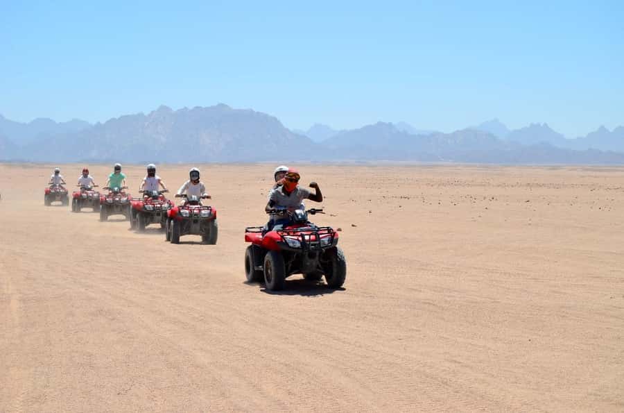 Hurghada: Quad Bike, Buggy, and Camel Ride & Bedouin Village - Thirty minutes across the desert on a quad