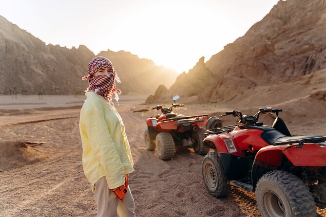 Hurghada: Quad, Jeep, Camel and Buggy Safari with BBQ Dinner - Sunset among the Red Sea hills