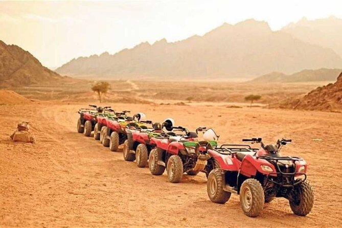 Hurghada, Red Sea sunset desert safari trip by quad bike - Sunset over the mountains is the visual payoff