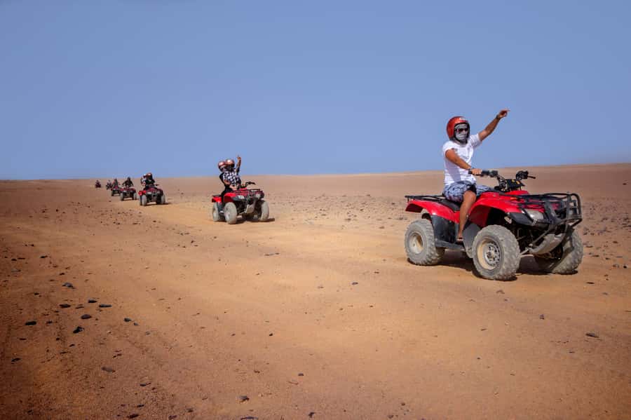 Hurghada: Sunset Quad Bike, Camel w/ Opt Stargazing and BBQ - From hotel pickup to the desert base