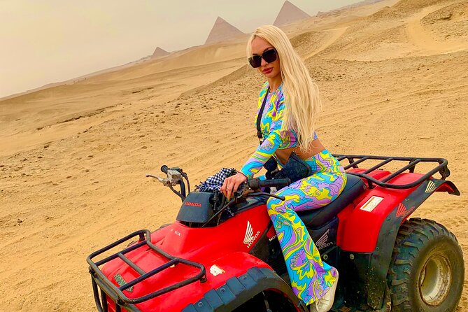 Quad Bike ATV Tours in Desert of Giza Pyramids with Egyptian Tea - Riding the ATVs with the pyramids in view