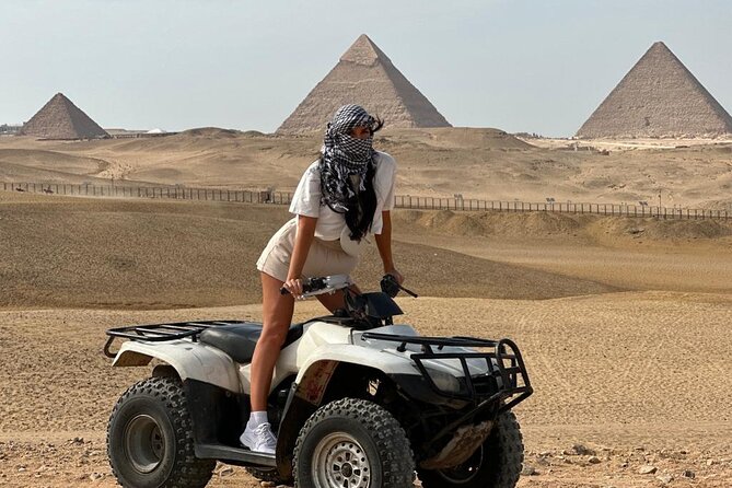 Quad Bike , Lunch and Camel Ride Private Tours from Cairo Giza Hotel - Camel riding with views of all three pyramids