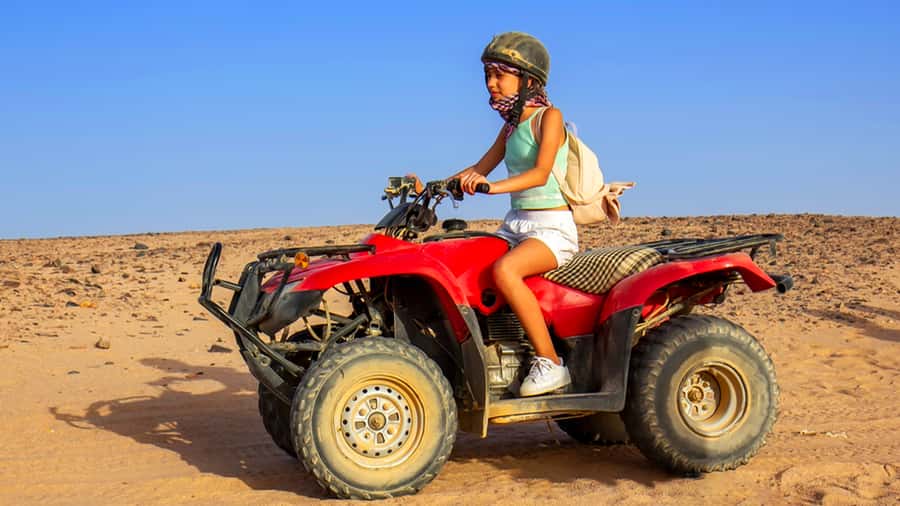 Sharm El Sheikh: Quad Biking, Camel Ride & Bedouin Dinner. - Quad biking with the Sinai Mountains ahead