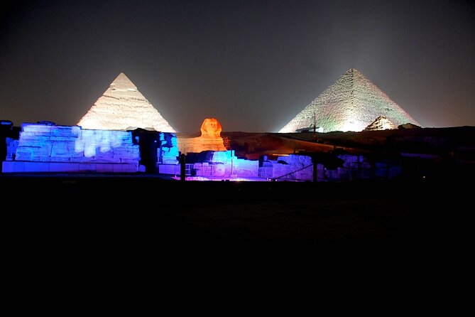 Sound and Light Show at the Pyramids from Egypt - The Sphinx under lasers and colored light