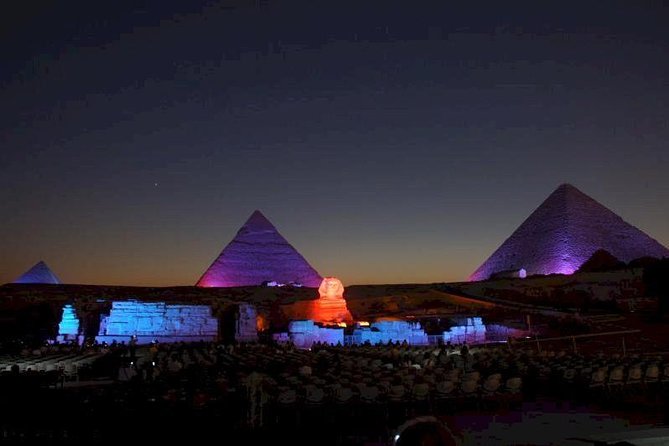 Sound and Light show Giza pyramids with private pick up - The historical story behind the lights