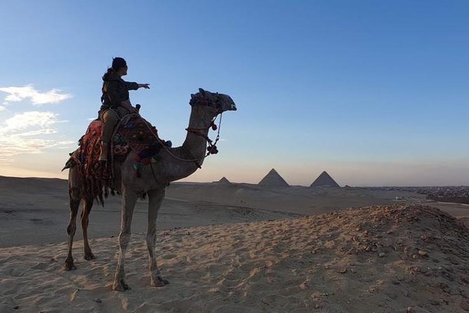 sunset at Giza pyramids by camels - What riding the camels feels like