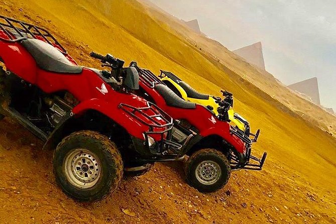 Top rated ATV quad bike at the Desert of Giza Pyramids - Getting comfortable on the quad bike