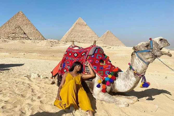 VIP Private Tour Giza Pyramids Sphinx ,Camel,Inside Pyramid - Seeing all three pyramids from the plateau